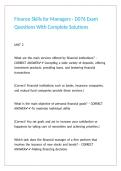 Finance Skills for Managers - D076 Exam Questions With Complete Solutions 