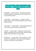 Soc 200 Final Exam 2026 &ndash; Verified Questions & Answers&NewLine;&NewLine;