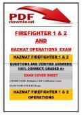 FIREFIGHTER 1 & 2&NewLine;AND&NewLine;HAZMAT OPERATIONS EXAM&NewLine;&NewLine;LATEST UPDATE &lpar;2026&sol;2027&rpar; QUESTIONS AND VERIFIED ANSWERS &vert; 100&percnt; CORRECT &vert; GRADED A&plus;