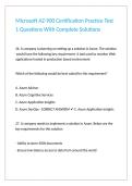 Microsoft AZ-900 Certification Practice Test 1 Questions With Complete Solutions&period;
