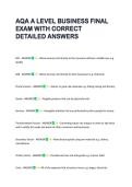 AQA A LEVEL BUSINESS FINAL &NewLine;EXAM WITH CORRECT &NewLine;DETAILED ANSWERS