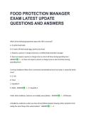 FOOD PROTECTION MANAGER &NewLine;EXAM LATEST UPDATE &NewLine;QUESTIONS AND ANSWERS