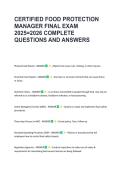 CERTIFIED FOOD PROTECTION &NewLine;MANAGER FINAL EXAM &NewLine;2025&equals;2026 COMPLETE &NewLine;QUESTIONS AND ANSWERS 