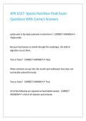 APK 6167- Sports Nutrition Final Exam Questions With Correct Answers