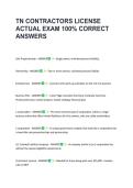TN CONTRACTORS LICENSE &NewLine;ACTUAL EXAM 100&percnt; CORRECT &NewLine;ANSWERS 