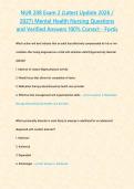 NUR 208 Exam 2 &lpar;Latest Update 2026 &sol; 2027&rpar; Mental Health Nursing Questions and Verified Answers 100&percnt; Correct - Fortis&NewLine;&NewLine;&NewLine;