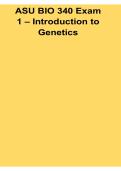 ASU BIO 340 Exam 1 Introduction to Genetics Study Guide 2026&sol; 2027 with Solution Manual Answers Practice Test Review