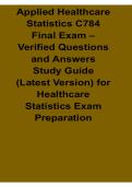 Applied Healthcare Statistics C784 Final Exam Verified Questions and Answers Study Guide &lpar;Latest 2026&sol; 2027&rpar; with Solution Manual Answers Practice Test Review