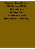 Applied Healthcare Statistics C784 Module 4 Inferential Statistics and Hypothesis Testing 2026&sol; 2027 with Solution Manual Answers Practice Test Review