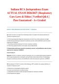 Indiana RCA Jurisprudence Exam ACTUAL EXAM 2026&sol;2027 &vert; Respiratory Care Laws & Ethics &vert; Verified Q&A &vert; Pass Guaranteed - A&plus; Graded