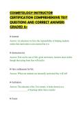 COSMETOLOGY INSTRUCTOR&NewLine;CERTIFICATION COMPREHENSIVE TEST&NewLine;QUESTIONS AND CORRECT ANSWERS&NewLine;GRADED A&plus;