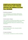 COSMETOLOGY INSTRUCTOR FINAL&NewLine;PAPER UPDATED SCRIPT PREMIUM&NewLine;QUESTIONS AND PREMIUM SOLUTIONS&NewLine;FULLY REVIEWED