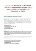 VA LETC Law Week 3 Exam ACTUAL EXAM 2026&sol;2027 &vert; Constitutional Law&comma; Criminal Law & Search Procedures &vert; Verified Q&A &vert; Pass Guaranteed - A&plus; Graded