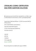 CPB BILLING CODING CERTIFICATION&NewLine;2026 PAPER QUESTIONS SOLUTIONS