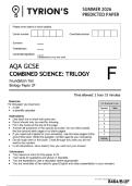 AQA GCSE June 2026 Combined Science Biology Paper 2F Predicted Question Paper