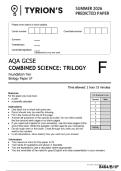 AQA GCSE June 2026 Combined Science Biology Paper 1F Predicted Question Paper