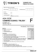 AQA GCSE June 2026 Combined Science Chemistry Paper 4F Predicted Question Paper
