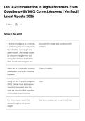 Lab 14-2&colon; Introduction to Digital Forensics Exam &vert;&NewLine;Questions with 100&percnt; Correct Answers &vert; Verified &vert;&NewLine;Latest Update 2026&NewLine;