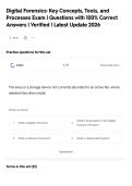 Digital Forensics&colon; Key Concepts&comma; Tools&comma; and&NewLine;Processes Exam &vert; Questions with 100&percnt; Correct&NewLine;Answers &vert; Verified &vert; Latest Update 2026&NewLine;