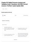 Chapter 09&colon; Digital Forensics Analysis and&NewLine;Validation Exam &vert; Questions with 100&percnt; Correct&NewLine;Answers &vert; Verified &vert; Latest Update 2026