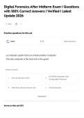 Digital Forensics After Midterm Exam &vert; Questions&NewLine;with 100&percnt; Correct Answers &vert; Verified &vert; Latest&NewLine;Update 2026