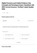 Digital Forensics and Mobile Evidence&colon; Key&NewLine;Concepts and Techniques Exam &vert; Questions with&NewLine;100&percnt; Correct Answers &vert; Verified &vert; Latest Update&NewLine;2026