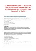 NR 569 Midterm Final Exams ACTUAL EXAM 2026&sol;2027 &vert; Differential Diagnosis Acute Care Practicum Chamberlain &vert; Verified Q&A &vert; Pass Guaranteed - A&plus; Graded
