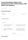 Environmental Biology Chapter 1 Exam &vert;&NewLine;Questions and Answers &vert; Verified Solutions &vert; 2026&NewLine;Edition &vert; Pass Guaranteed