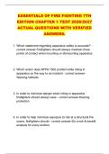 ESSENTIALS OF FIRE FIGHTING 7TH &NewLine;EDITION CHAPTER 1 TEST 2026&sol;2027 &NewLine;ACTUAL QUESTIONS WITH VERIFIED &NewLine;ANSWERS&period;