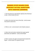 BARBER STATE BOARD EXAM &NewLine;2026&sol;2027 ACTUAL QUESTIONS &NewLine;WITH VERIFIED ANSWERS&period;