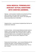 HOSA MEDICAL TERMINOLOGY &NewLine;2026&sol;2027 ACTUAL QUESTIONS &NewLine;WITH VERIFIED ANSWERS&period; 