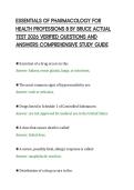 ESSENTIALS OF PHARMACOLOGY FOR&NewLine;HEALTH PROFESSIONS 8 BY BRUCE ACTUAL&NewLine;TEST 2026 VERIFIED QUESTIONS AND&NewLine;ANSWERS COMPREHENSIVE STUDY GUIDE