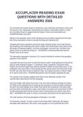 ACCUPLACER READING EXAM QUESTIONS WITH DETAILED ANSWERS 2026&NewLine;&NewLine;