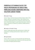 ESSENTIALS OF PHARMACOLOGY FOR&NewLine;HEALTH PROFESSIONS 8 BY BRUCE FINAL&NewLine;PAPER 2026 SOLVED QUESTIONS WITH FULL&NewLine;SOLUTION ALREADY PASSED