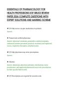 ESSENTIALS OF PHARMACOLOGY FOR&NewLine;HEALTH PROFESSIONS 8 BY BRUCE REVIEW&NewLine;PAPER 2026 COMPLETE QUESTIONS WITH&NewLine;EXPERT SOLUTIONS AND MARKING SCHEME