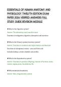 ESSENTIALS OF HUMAN ANATOMY AND&NewLine;PHYSIOLOGY TWELFTH EDITION EXAM&NewLine;PAPER 2026 VERIFIED ANSWERS FULL&NewLine;STUDY GUIDE REVISION MODULE