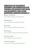 ESSENTIALS OF MATERNITY&NewLine;NEWBORN AND WOMENS HEALTH&NewLine;NURSING 6TH EDITION TEST BANK&NewLine;2026 MATERNITY TEST PAPER&NewLine;QUESTIONS ANSWERS GRADED A&plus;