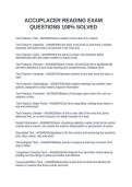 ACCUPLACER READING EXAM QUESTIONS 100&percnt; SOLVED
