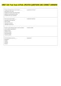 HMGT 320 Final Exam ACTUAL UPDATED QUESTIONS AND CORRECT ANSWERS 