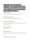 ESSENTIALS OF MATERNITY&NewLine;NEWBORN AND WOMENS HEALTH&NewLine;NURSING 6TH EDITION TEST BANK&NewLine;2026 COMPLETE EXAM QUESTIONS&NewLine;SOLUTIONS GRADED A&plus;