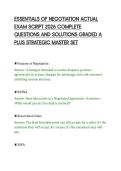 ESSENTIALS OF NEGOTIATION ACTUAL&NewLine;EXAM SCRIPT 2026 COMPLETE&NewLine;QUESTIONS AND SOLUTIONS GRADED A&NewLine;PLUS STRATEGIC MASTER SET