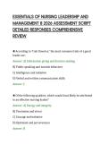 ESSENTIALS OF NURSING LEADERSHIP AND&NewLine;MANAGEMENT 8 2026 ASSESSMENT SCRIPT&NewLine;DETAILED RESPONSES COMPREHENSIVE&NewLine;REVIEW