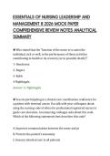 ESSENTIALS OF NURSING LEADERSHIP AND&NewLine;MANAGEMENT 8 2026 MOCK PAPER&NewLine;COMPREHENSIVE REVIEW NOTES ANALYTICAL&NewLine;SUMMARY