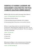 ESSENTIALS OF NURSING LEADERSHIP AND&NewLine;MANAGEMENT 8 2026 PRACTICE TEST PACK&NewLine;COMPLETE SOLUTIONS VERIFIED INSIGHTS