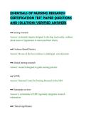 ESSENTIALS OF NURSING RESEARCH&NewLine;CERTIFICATION TEST PAPER QUESTIONS&NewLine;AND SOLUTIONS VERIFIED ANSWERS