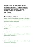 ESSENTIALS OF ORGANIZATIONAL&NewLine;BEHAVIOR ACTUAL EXAM PAPER 2026&NewLine;QUESTIONS ANSWERS VERIFIED&NewLine;EXCELLENCE