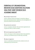 ESSENTIALS OF ORGANIZATIONAL&NewLine;BEHAVIOR EXAM QUESTIONS SOLUTIONS&NewLine;2026 STUDY SHEET REVISION PACK&NewLine;ACADEMIC INSIGHT