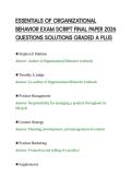 ESSENTIALS OF ORGANIZATIONAL&NewLine;BEHAVIOR EXAM SCRIPT FINAL PAPER 2026&NewLine;QUESTIONS SOLUTIONS GRADED A PLUS