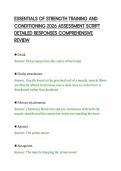 ESSENTIALS OF STRENGTH TRAINING AND&NewLine;CONDITIONING 2026 ASSESSMENT SCRIPT&NewLine;DETAILED RESPONSES COMPREHENSIVE&NewLine;REVIEW
