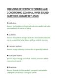 ESSENTIALS OF STRENGTH TRAINING AND&NewLine;CONDITIONING 2026 FINAL PAPER SOLVED&NewLine;QUESTIONS ANSWER KEY APLUS